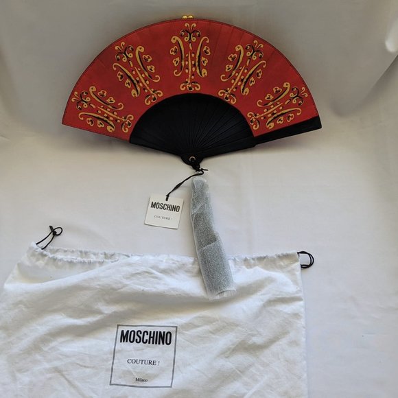 SS20 Moschino Couture Jeremy Scott Fan Leather Clutch Bag w/silky tassel - Picture 4 of 16